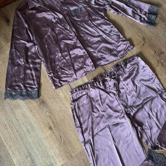 Julianna Rae Purple Silk Pajama Set Size XL - Picture 3 of 4